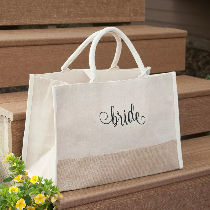 Bride Natural Jute Tote Bag - Large