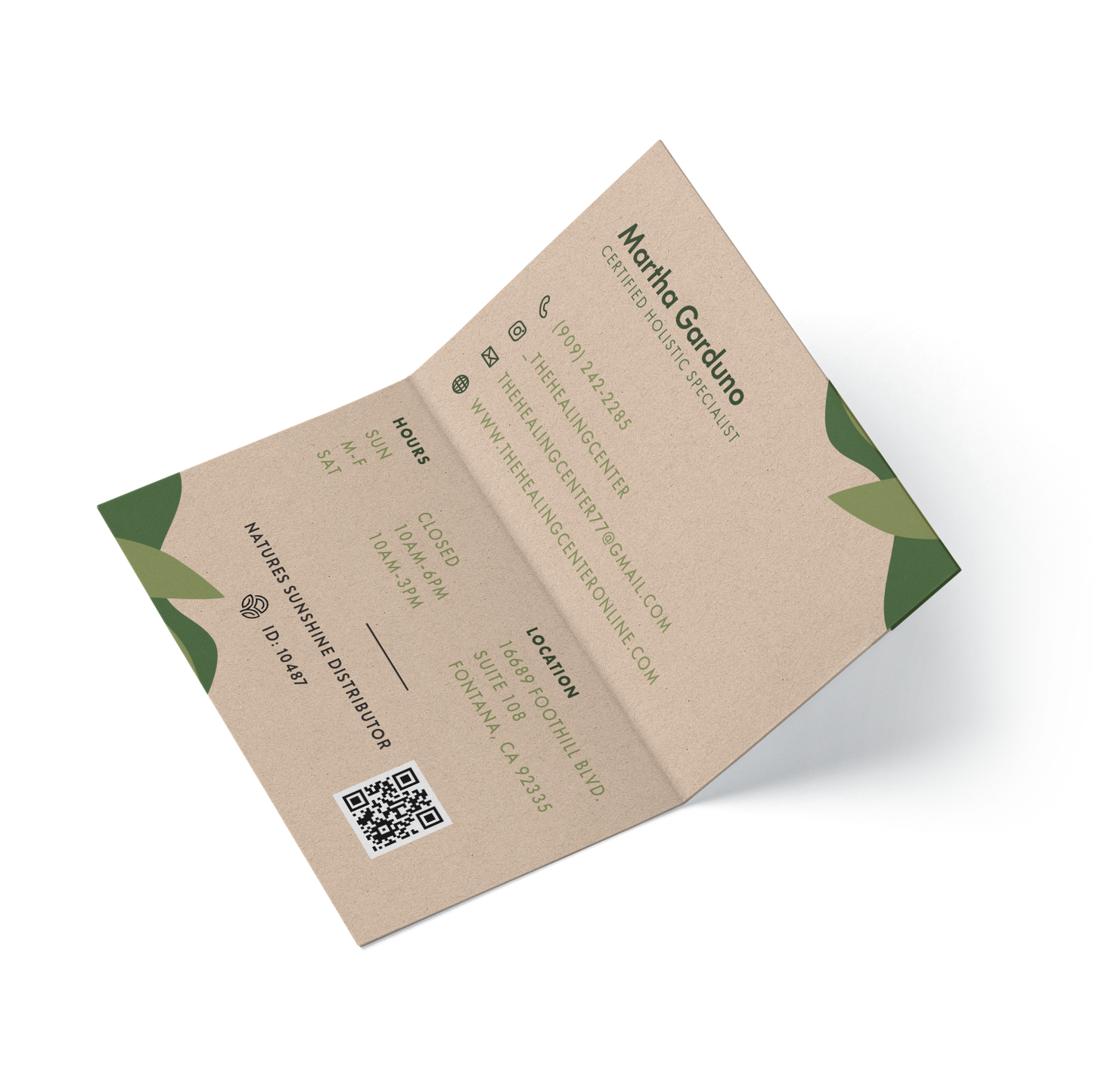 Fold Over Kraft Brown Business Cards - Golden State Print