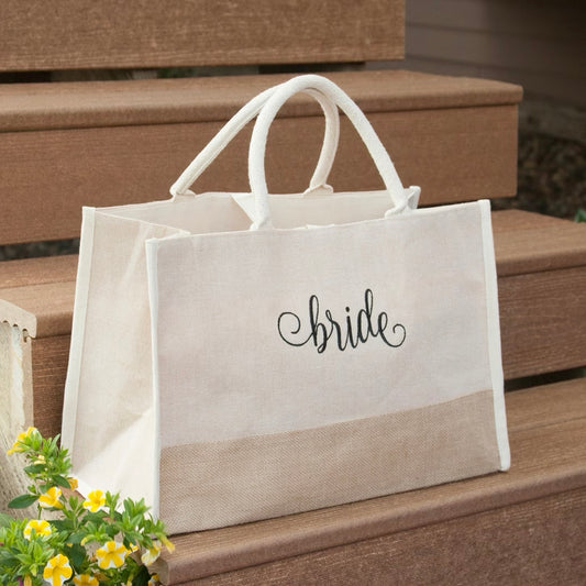 Bride Natural Jute Tote Bag - Large