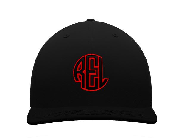 Embroidered REL Hat (Black + Red Outline) OTTO Brand Cap - Golden State Print