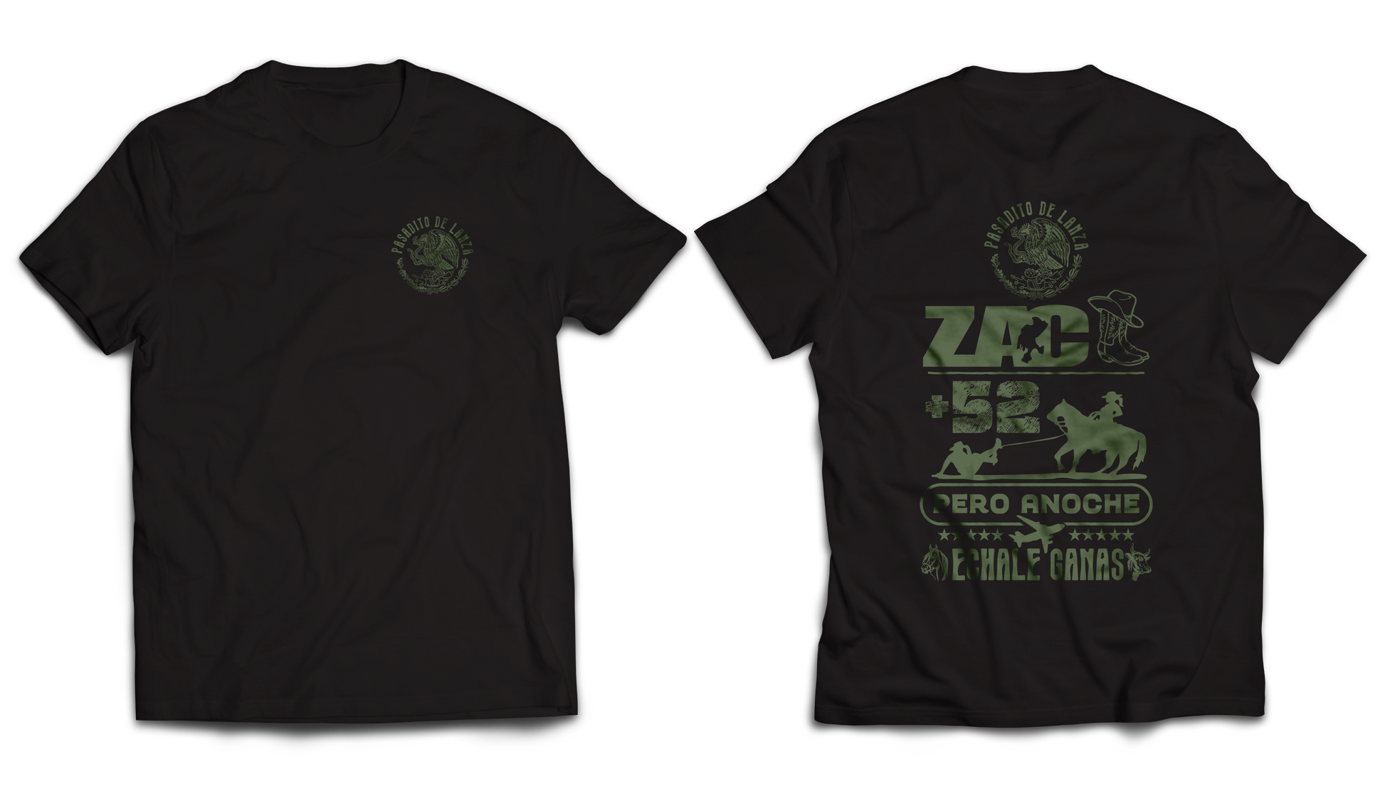 ZAC+52 Screen-printed on BlackT-Shirt - Golden State Print
