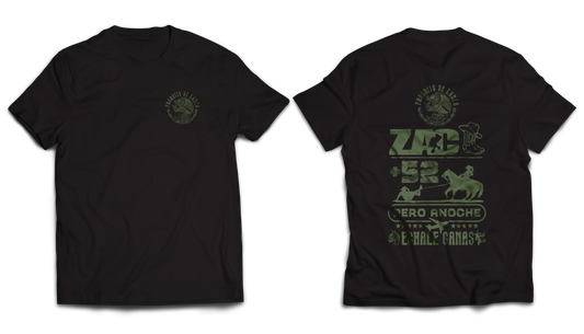 ZAC+52 Screen-printed on BlackT-Shirt - Golden State Print