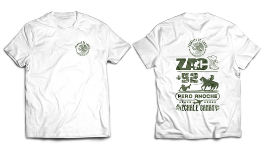 ZAC+52 Screen-printed on White T-Shirt - Golden State Print